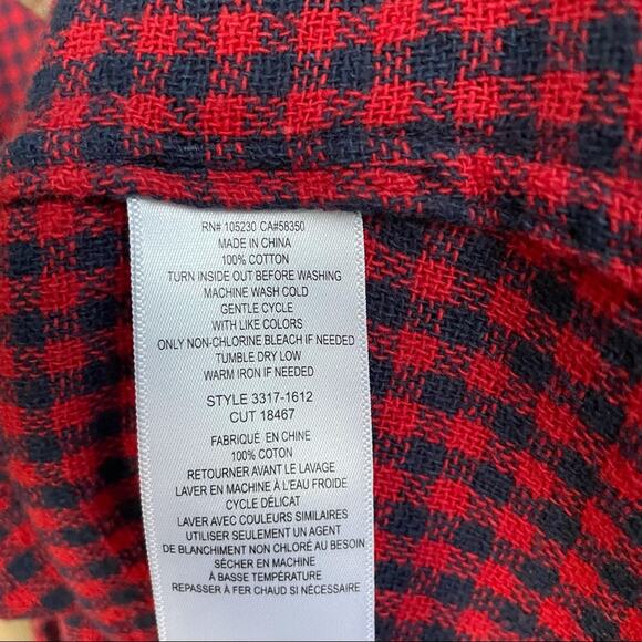 Current/Elliott Buffalo Check Mini Shift Dress Dress Fringe Hem Red Blue Size 2 - Picture 11 of 11